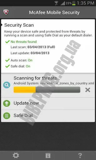 Скриншот McAfee Mobile Security 2