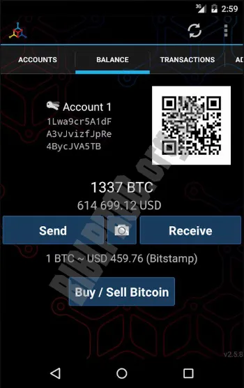 Скриншот MyCelium Bitcoin Wallet 1