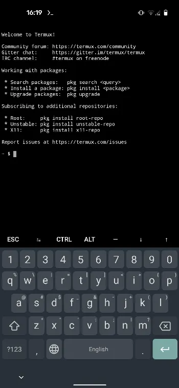 Скриншот Termux 1